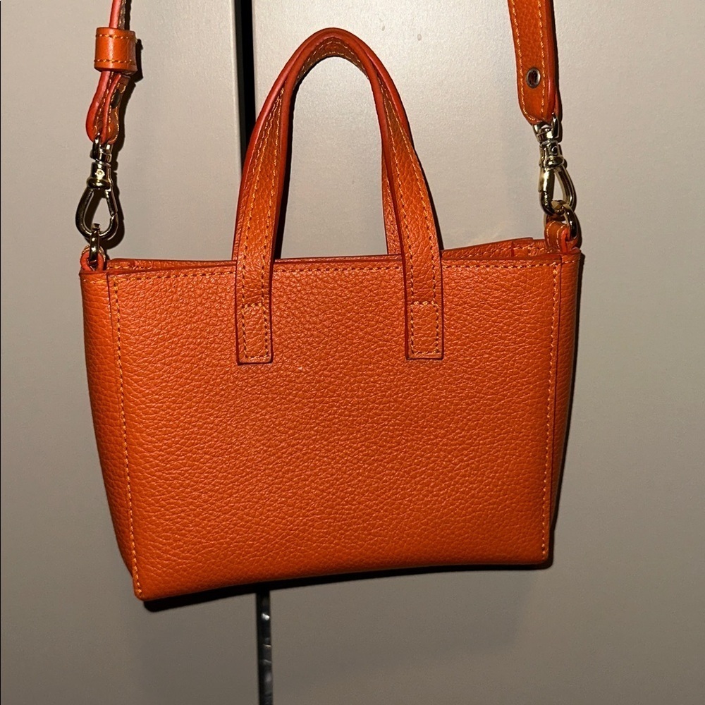 Fiori Orange Leather Mini Crossbody Handbag - Picture 2 of 5